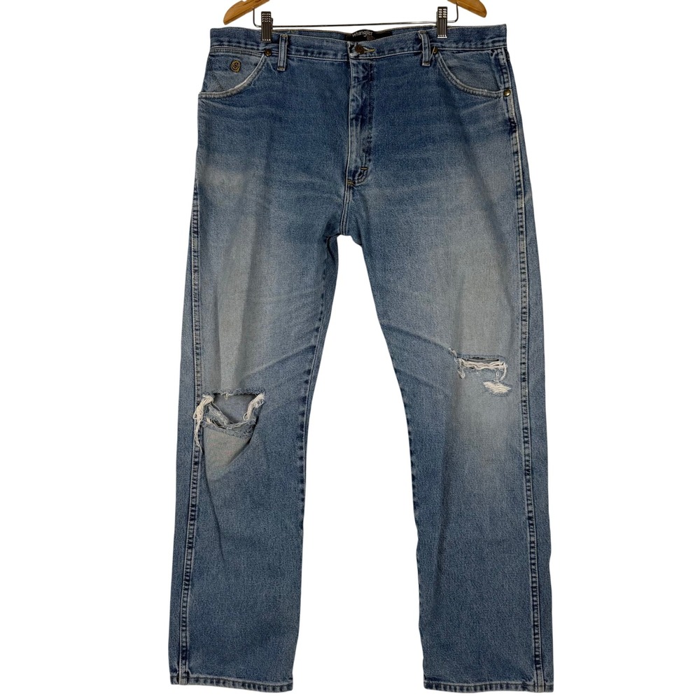 Wrangler Jeans Mens 40x32 Blue George Strait Collection Distressed Cowboy Cut